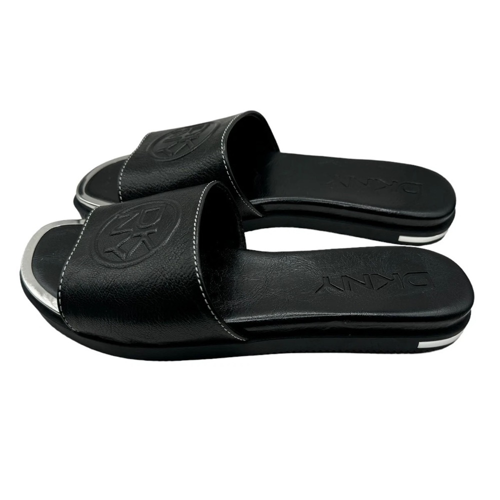 NIB DKNY Baby Flat Slide Himalaya Leather Black Sandals – Size 8.5 - Picture 4 of 8